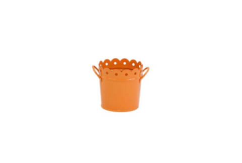 ORANGE ENAMEL SCALLOPED PAIL