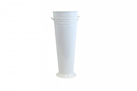 WHITE FRENCH BUCKET W/HANDLE 14"Hx7"W