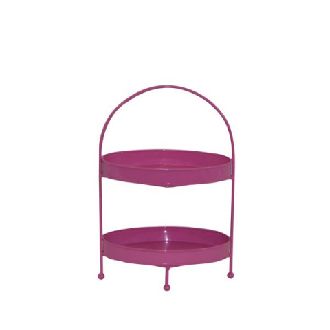 FUCHSIA TWO TIERED OVAL SERVING STAND