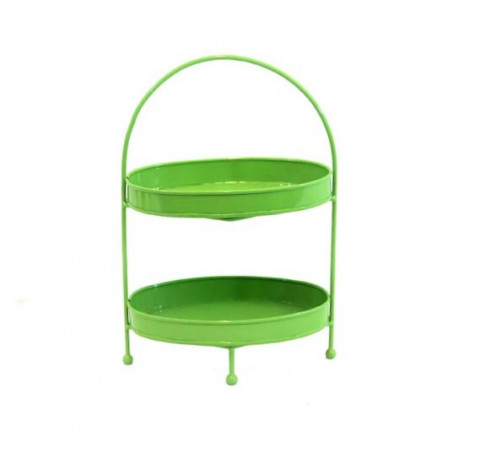 LIME GREEN TWO TIERED OVAL SERVING STAND