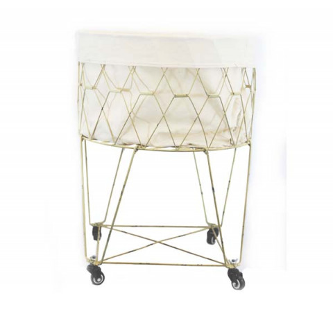 WHITE WIRE TUB WITH WHEELS