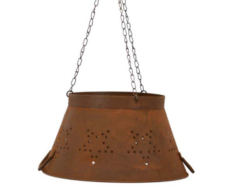 LARGE RUSTY COLANDER LAMP SHADE WITH STARS