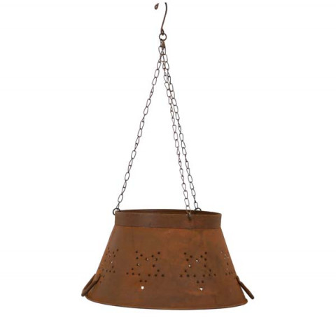 SMALL RUSTY COLANDER LAMP SHADE WITH STARS