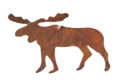 RUSTY HANGING LARGE MOOSE CUT OUT
