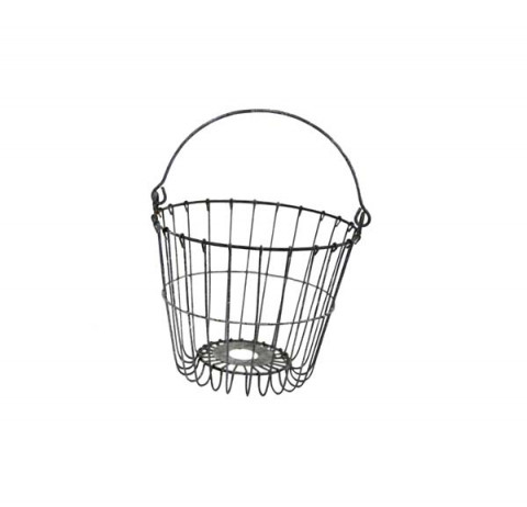 MEDIUM GRAY ZINC WIRE BASKET & SHADE