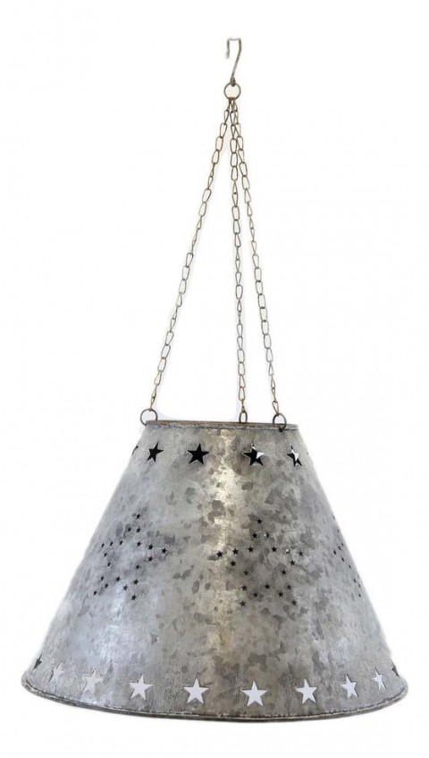 GRAY ZINC  LAMP SHADE WITH STAR CUT OUTS