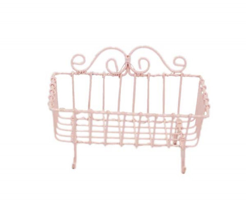 LARGE PINK WIRE HAND TOWEL BASKET