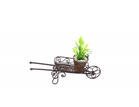 RUSTY MINI WIRE WHEELBARROW