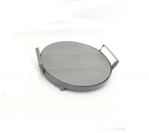 FLAT GRAY OVAL WOODEN SERVING TRAY WITH LEGS 11"X10.25"X2.75"
