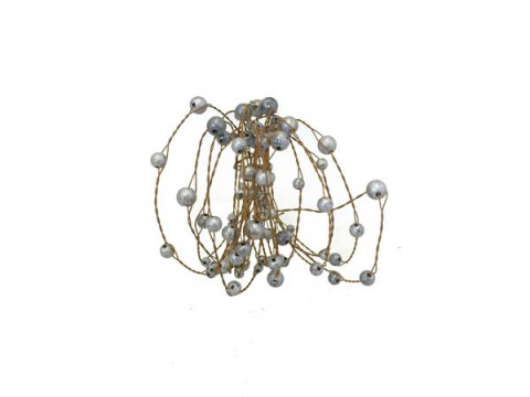 SILVER BEADED GARLAND WITH RUST WIRE 15'L