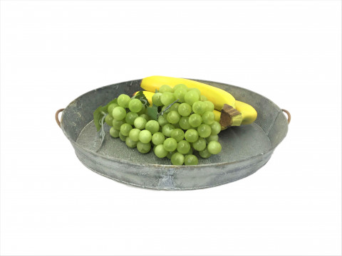 SMALL GRAY ZINC OVAL SERVING TRAY