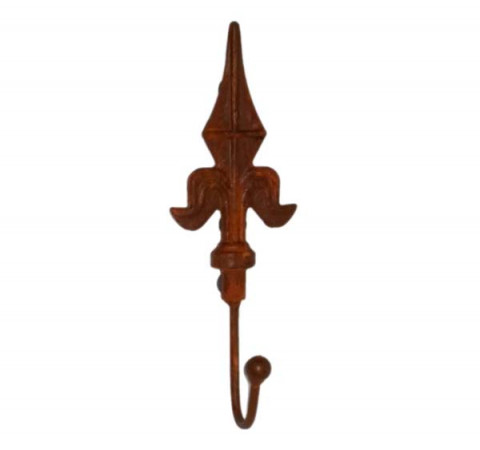RUSTY IRON FRENCH FLEUR WALL HOOK