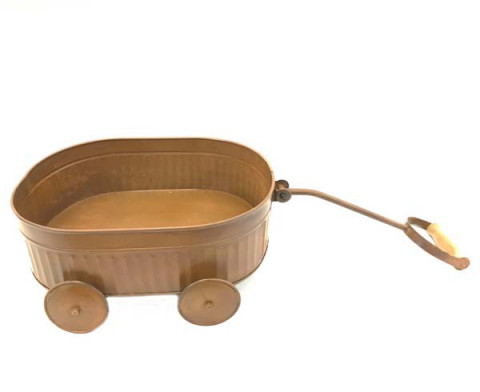 LARGE RUSTY WAGON PLANTER WITH WHEELS