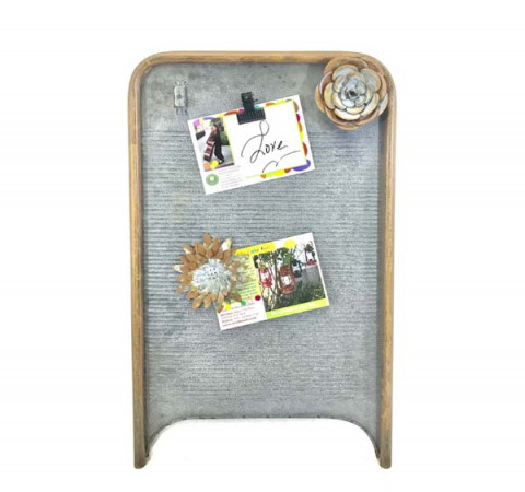 GRAY ZINC AND RUSTY VINTAGE WASHBOARD
