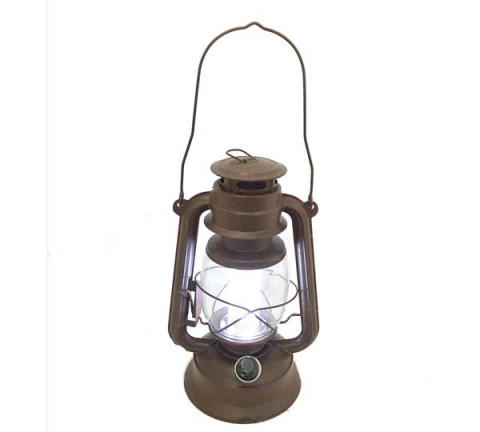 RUSTY BLACK BATTERY-OPERATED LANTERN 11"H