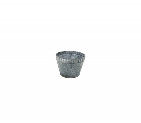 SMALL GRAY ZINC CORRUGATED TOP ROUND TUB