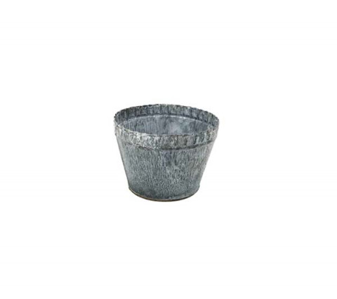 LARGE GRAY ZINC CORRUGATED TOP ROUND TUB