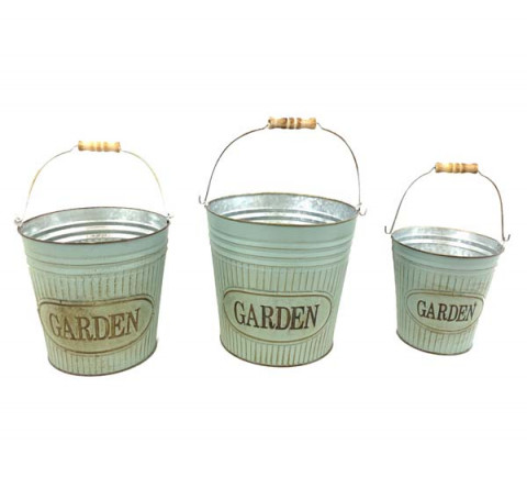 VINTAGE BLUE WITH COPPER PAILS