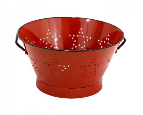 SM RED ENAMEL COLANDER W/STAR 11"D