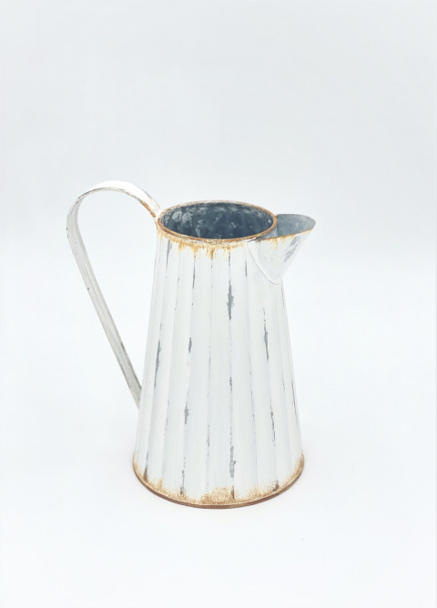 WHITE WAS AND GALV. PITCHER AND UTENSIL HOLDER  