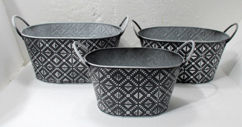 SYMMETRIC BLACK OVAL TUBS SET OF 3