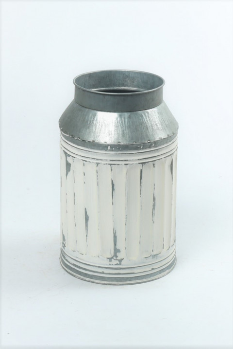 GRAY ZINC W/WHITE WASH MILK CAN