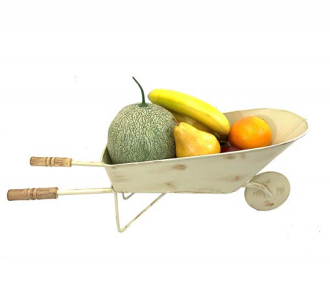 ANTIQUE WHITE WHEELBARROW PLANTER