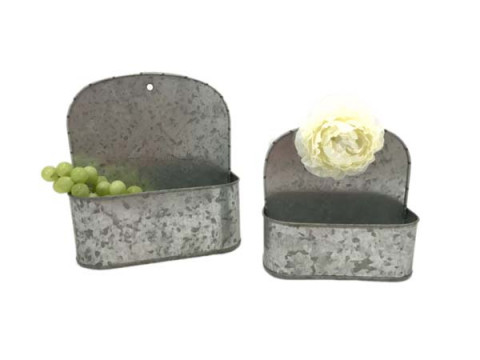 WEATHERED LOOK HALF WALL BUCKETS S/2