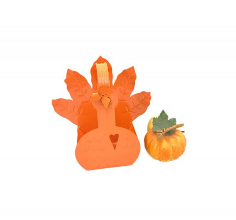 SM. ENAMEL ORANGE TURKEY PLANTER 8"x3.75"x5'H