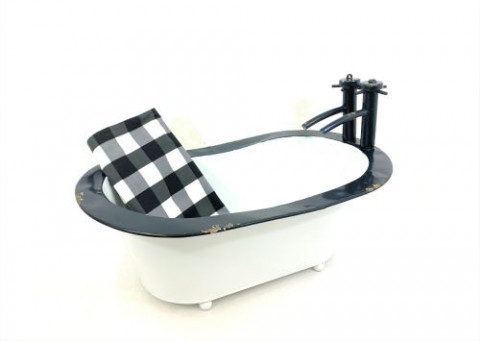 WHITE & BLACK ENAMEL TUB 17.91X 10.50 HX BOTTOM 6.5