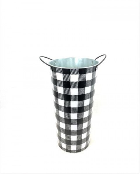 SM. BLACK & WHITE PLAID BUCKET