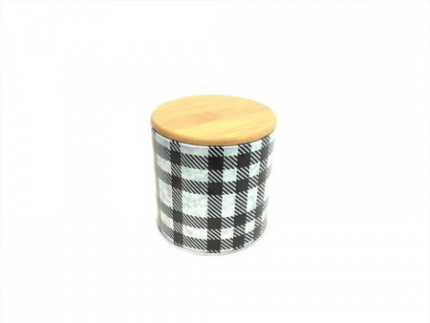 BLACK BUFFALO PLAID  AIR TIGHT CANISTER W/LID  