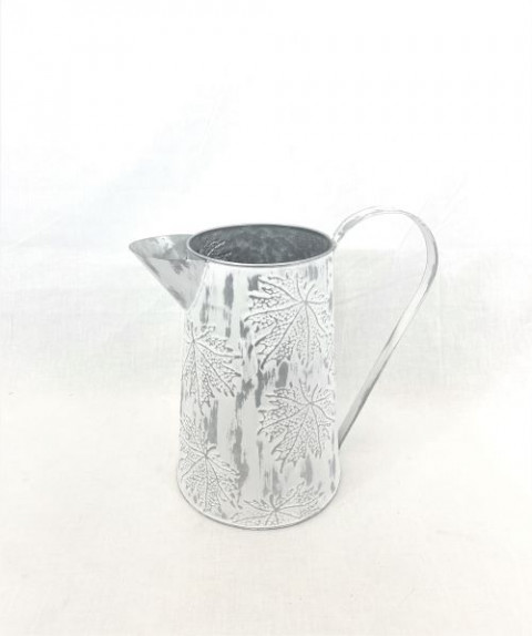 WHITE WASH EMBOSSED OAK LEAVES PITCHER