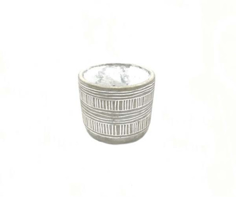 ROUND CONCRETE PLANTER WITH LINE DESIGN