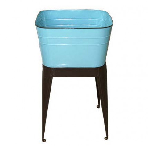 AQUA ENAMEL WASH TUB W/  STAND