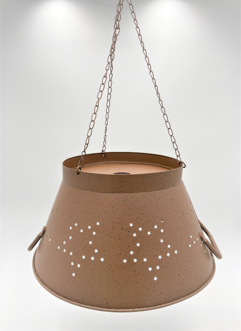 LG. RUSTY BLACK COLANDER LAMP SHADE WITH STARS