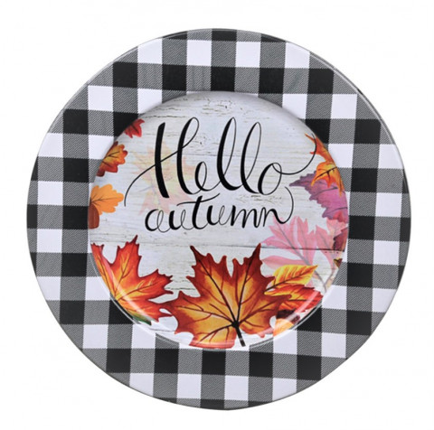 BUFFALO BLACK PLAID AUTUM Metal plate D12.99XH0.59"