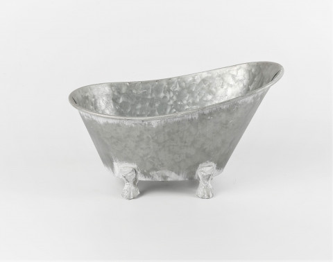 TIN GRAY ZINC W/WHITE WASHED BATH TUB 10.63LX6.5"WX4.72"H