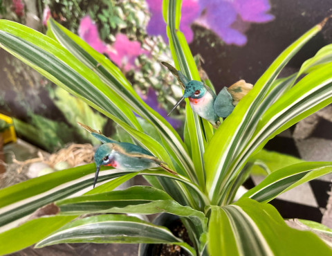 HANDMADE MINI BLUE HUMMINGBIRD 2" 