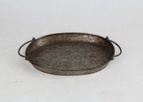 HANDMADE DECOR ANTIQUE METAL TRAY W/HANDLE