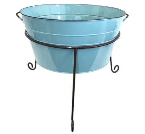 ROUND AQUA  ENAMEL WASH TUB 20"W