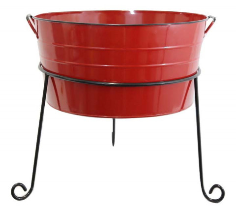 ROUND RED ENAMEL WASH TUB 20"W