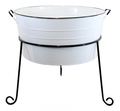 ROUND WHITE ENAMEL WASH TUB 20"W