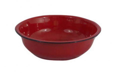 SM RED ENAMEL BASIN 11"X4"H