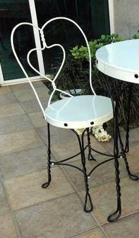 WHITE ENAMEL ICE CREAM PARLOR CHAIR 35"TALLx14" SEAT