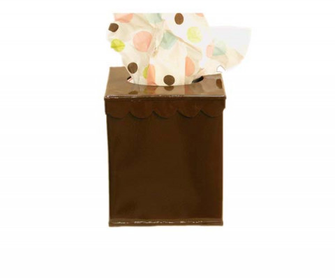 BROWN ENAMEL SQUARE TISSUE BOX 5"Wx6.25"H