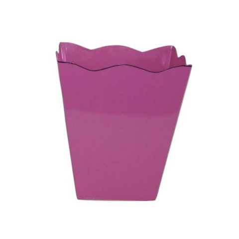 FUCHSIA ENAMEL TRASH BASKET 9.75Lx8.5"Wx12"H