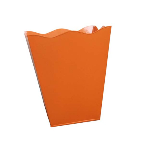 ORANGE ENAMEL TRASH BASKET 9.75Lx8.5"Wx12"H