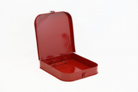 RED ENAMEL PHOTO BOOK COVER 10.5"x10.25x2"H