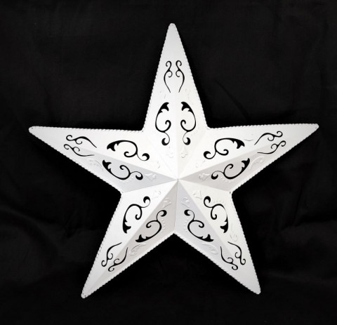 WHITE WITH BLACK SPRINKLE EDGE LACEY STAR 18"